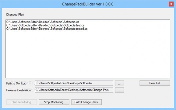 ChangePackBuilder screenshot