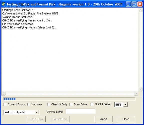Check Disk and Format Disk Component screenshot