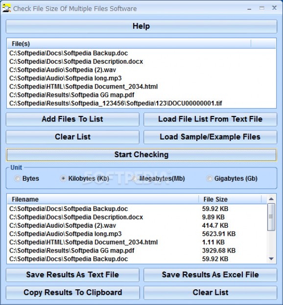 Check File Size Of Multiple Files Software screenshot
