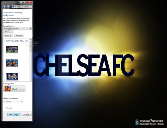 Chelsea Windows 7 Theme with theme song screenshot