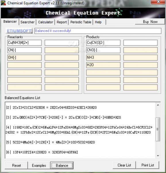 Chemical Equation Expert screenshot