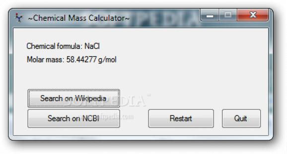 Chemical Mass Calculator screenshot