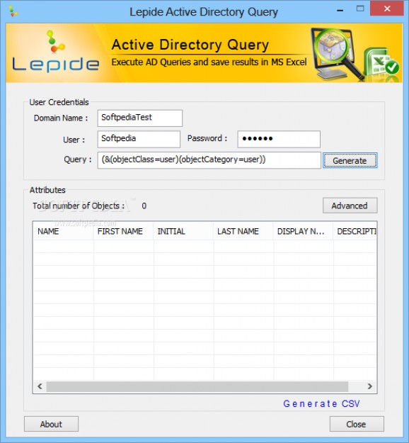 Lepide Active Directory Query (formerly Chily Active Directory Query) screenshot
