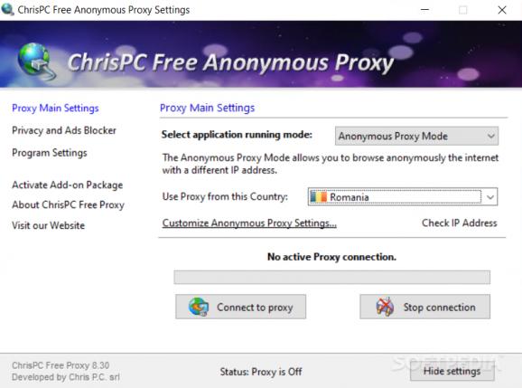 ChrisPC Free Anonymous Proxy screenshot