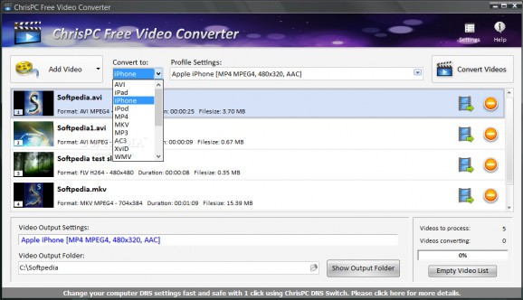 ChrisPC Free Video Converter screenshot