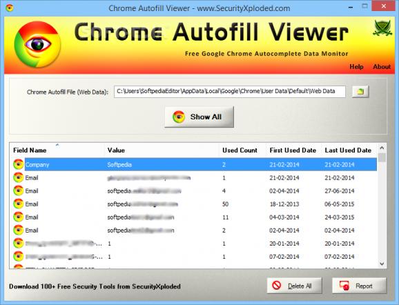 Chrome Autofill Viewer screenshot