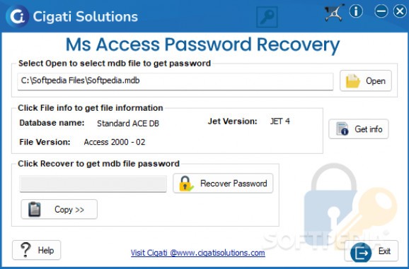 Cigati MS Access Password Recovery screenshot