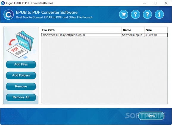 Cigati EPUB to PDF Converter screenshot