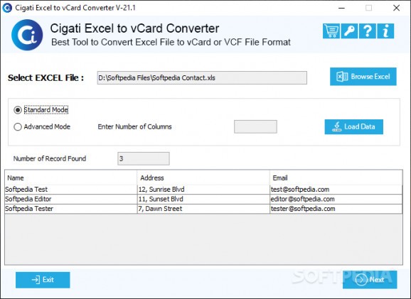 Cigati Excel to vCard Converter screenshot