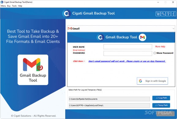 Cigati Gmail Backup Tool screenshot