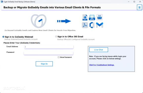 Cigati GoDaddy Email Backup Tool screenshot