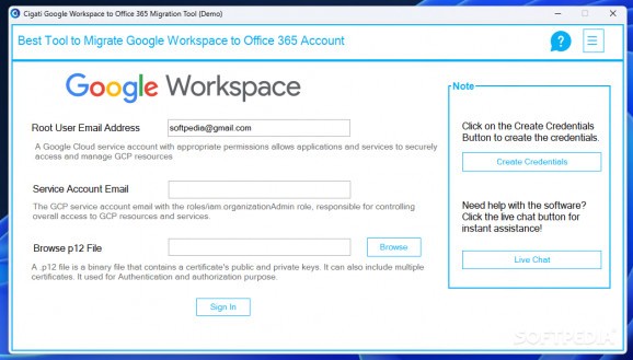 Cigati Google Workspace to Office 365 Migration Tool screenshot