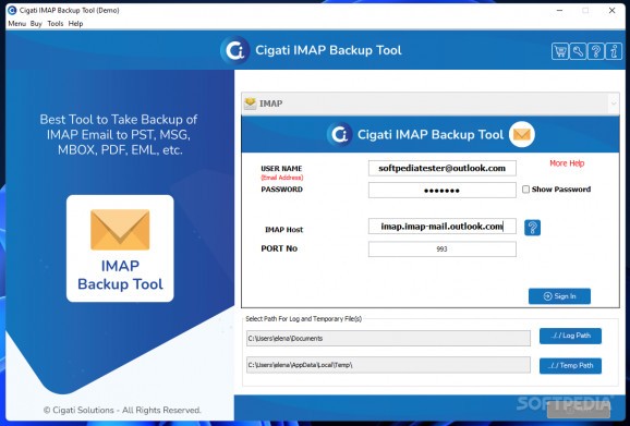 Cigati IMAP Backup Tool screenshot