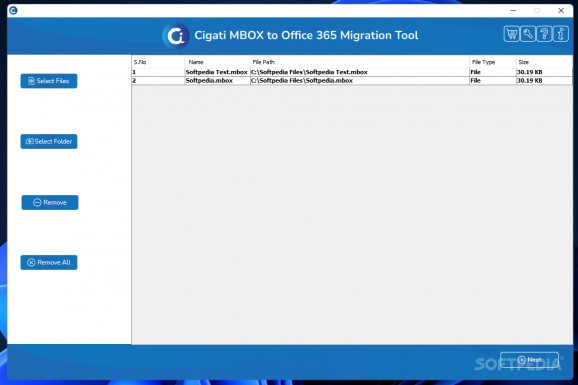Cigati MBOX to Office 365 Migrator Tool screenshot