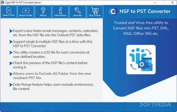 Cigati NSF to PST Converter screenshot