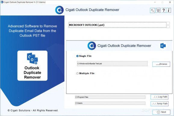 Cigati Outlook Duplicate Remover screenshot