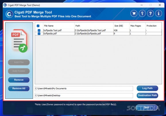 Cigati PDF Merge Tool screenshot