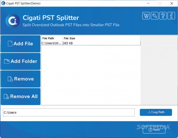 Cigati PST Splitter Tool screenshot