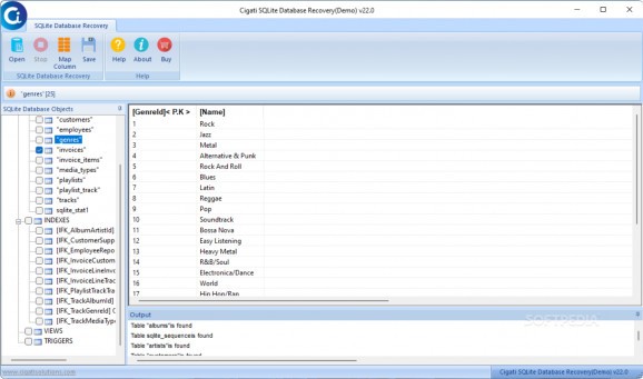 Cigati SQLite Database Recovery screenshot