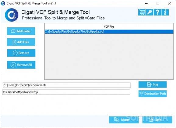 Cigati VCF Split and Merge Tool screenshot