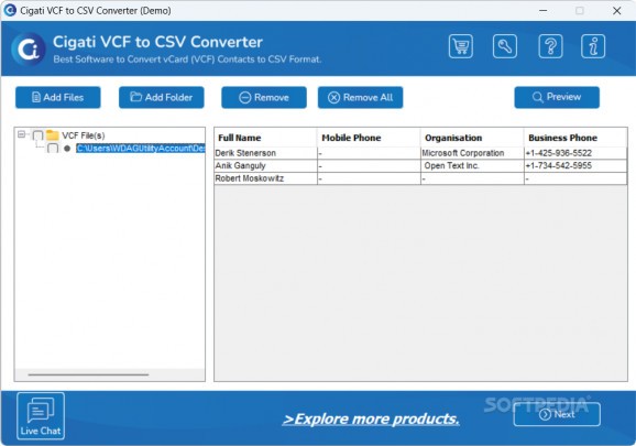 Cigati VCF to CSV Converter screenshot
