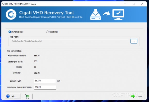 Cigati VHD Recovery screenshot
