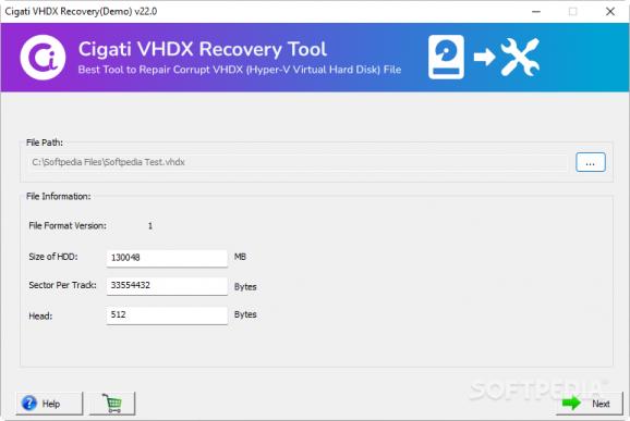 Cigati VHDX Recovery screenshot