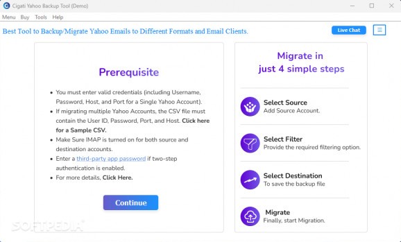 Cigati Yahoo Backup Software screenshot