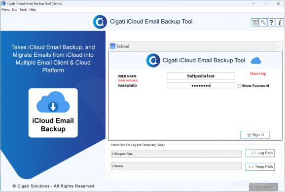 Cigati iCloud Email Backup Tool screenshot