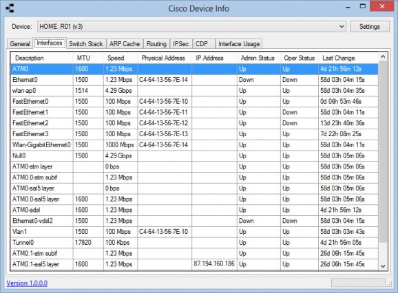 Cisco Device Info screenshot