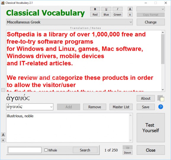 Classical Vocabulary screenshot