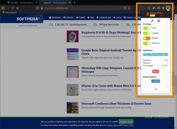 ClearURLs for Firefox screenshot