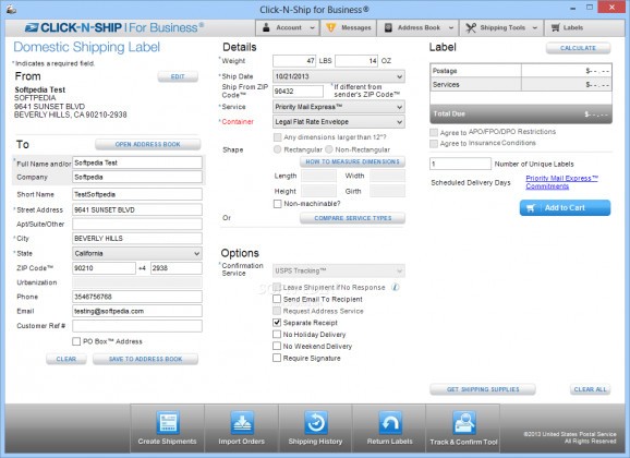 Click-N-Ship for Business screenshot