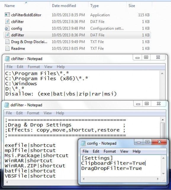 Clipboard FileDrop Filter and Drag & Drop Editor screenshot