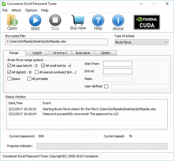 Cocosenor Excel Password Tuner screenshot