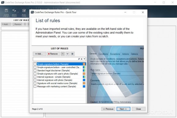 CodeTwo Exchange Rules screenshot