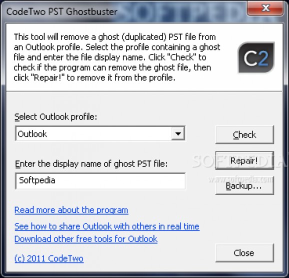 CodeTwo PST Ghostbuster screenshot