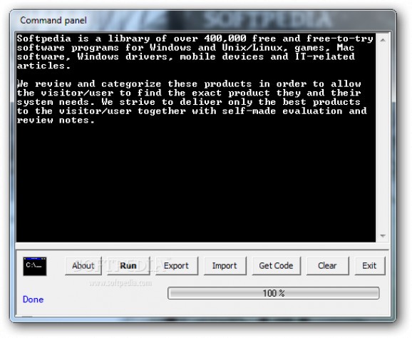 Command panel screenshot