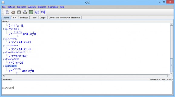 Computer Algebra System (CAS) screenshot