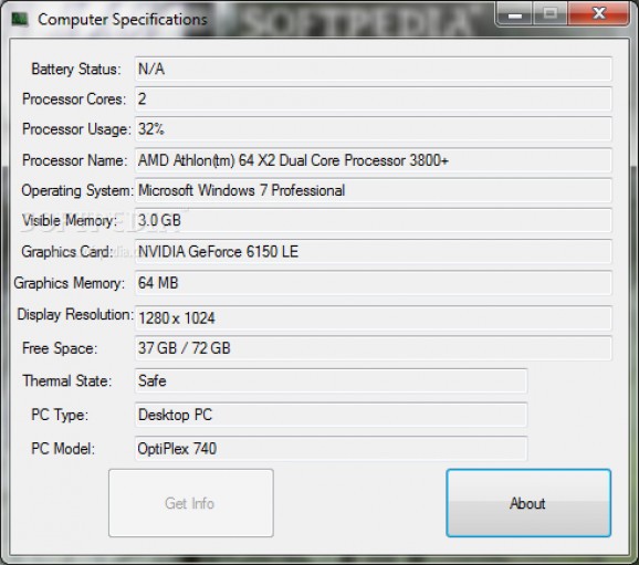 Computer Specifications screenshot