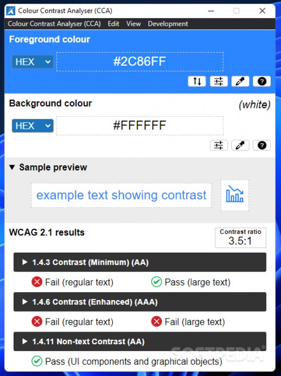 Colour Contrast Analyser screenshot