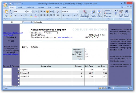 Consulting Invoice Form screenshot