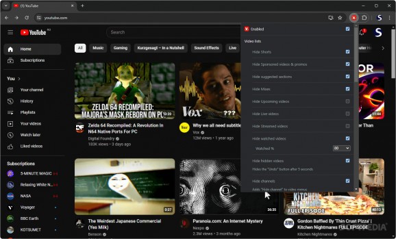 Control Panel for YouTube screenshot