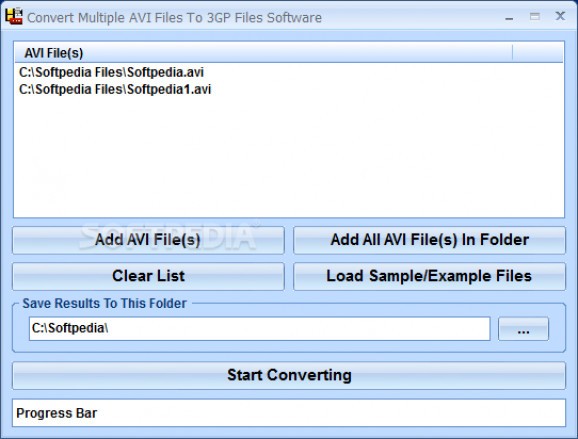 Convert Multiple AVI Files To 3GP Files Software screenshot