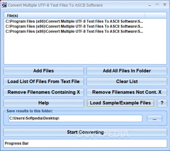 Convert Multiple UTF-8 Text Files To ASCII Software screenshot