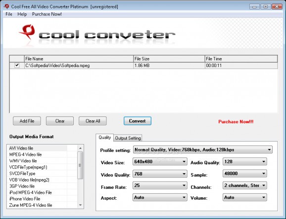 Cool Free All Video Converter Platinum screenshot