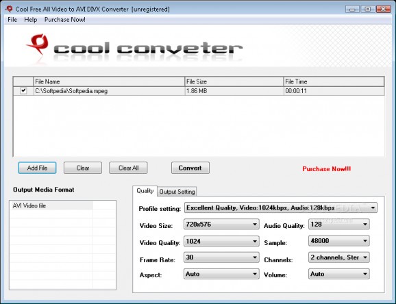 Cool Free All Video to AVI DIVX Converter screenshot