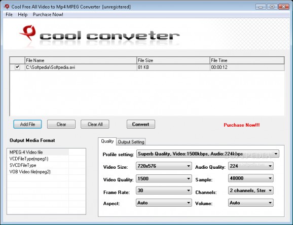 Cool Free All Video to Mp4 MPEG Converter screenshot