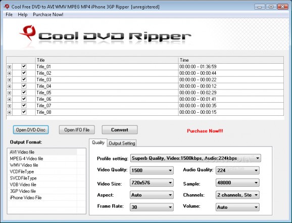 Cool Free DVD to AVI WMV MPEG MP4 iPhone 3GP Ripper screenshot
