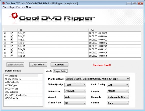 Cool Free DVD to MOV AVI WMV MP4 iPod MPEG Ripper screenshot